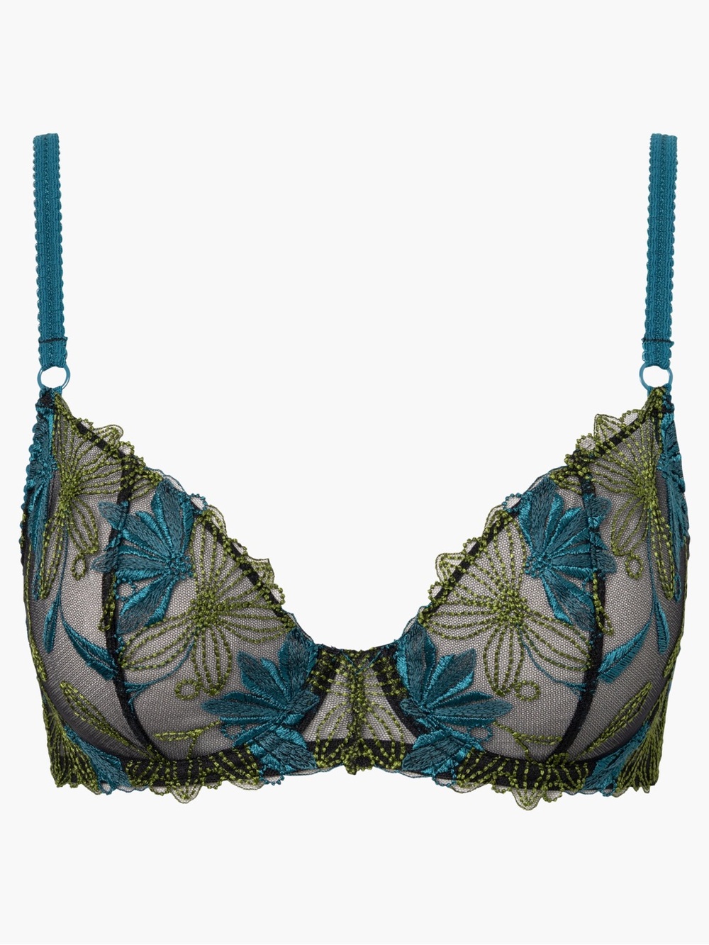 Cosabella Green and Gold Lace Demi Underwire Bra